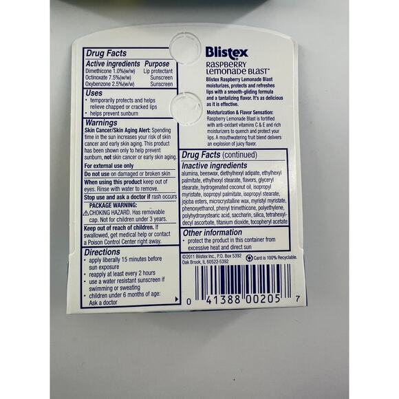 Lot of 5 Blistex Raspberry Lemonade Blast Chapstick SPF 15 Make Up Rare New - Picture 3 of 3